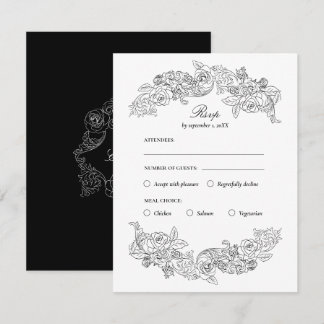Black & White Rococo Meal Choice OSA kort