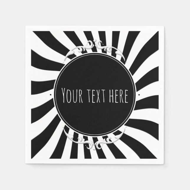 Black White Roligt Whimsical Rand Halloween fest Pappersservett (Framsidan)