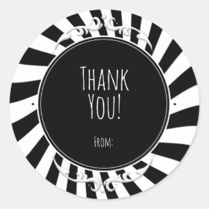 Black White Roligt Whimsical Rand Halloween fest Runt Klistermärke