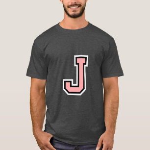 Black White Rosa Brev J Monogram Initial College T Shirt