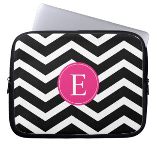 Black White Rosa Chevron Anpassningsbar Laptop Fodral