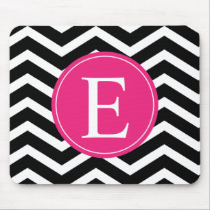 Black White Rosa Chevron Anpassningsbar Musmatta
