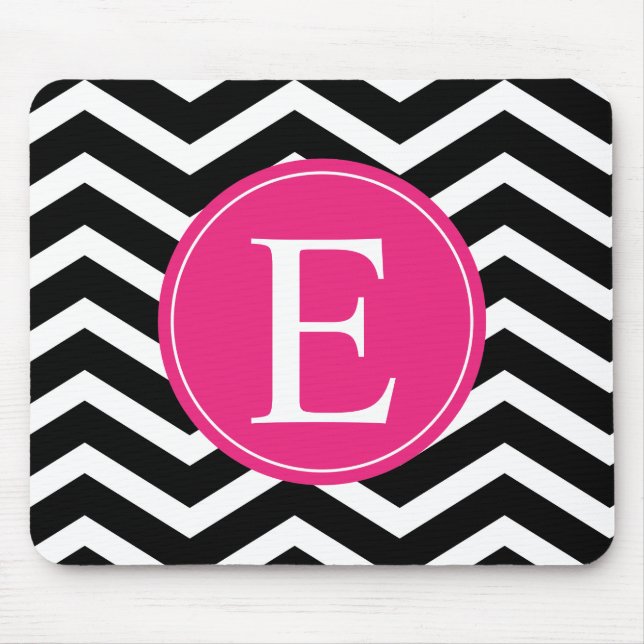 Black White Rosa Chevron Anpassningsbar Musmatta (Framsidan)