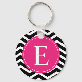 Black White Rosa Chevron Anpassningsbar Nyckelring