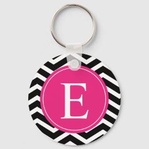 Black White Rosa Chevron Anpassningsbar Nyckelring