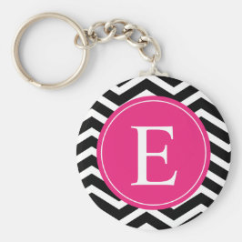 Black White Rosa Chevron Anpassningsbar Nyckelring