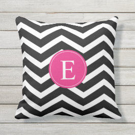 Black White Rosa Chevron Anpassningsbar Utomhuskudde