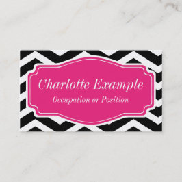 Black White Rosa Chevron Personal Visitkort