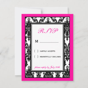 Black White Rosa Damask OSA kort