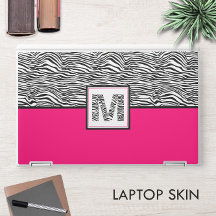 Black White Rosa Jungle 🦓 Zebra mönstrad Monogram