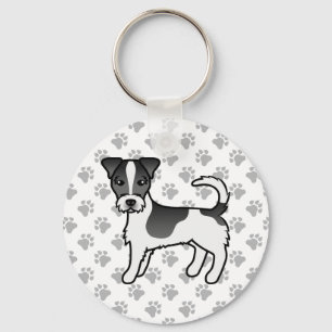 Black & White Rough Jackar Jack Russell Terrier Hu Nyckelring