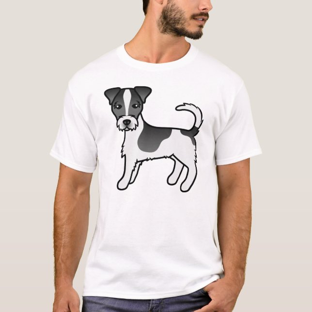 Black & White Rough Jackar Jack Russell Terrier Hu T Shirt (Framsida)
