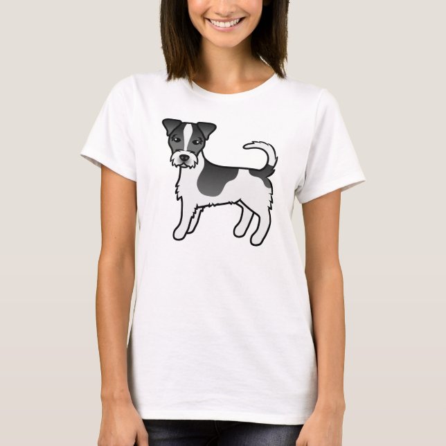 Black & White Rough Jackar Jack Russell Terrier Hu T Shirt (Framsida)