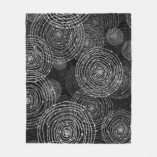 Black White: Round Shapes Seamless. Fleecefilt (Framsidan)