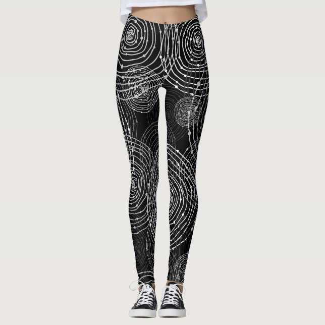 Black White: Round Shapes Seamless. Leggings (Framsida)