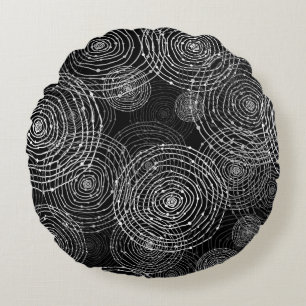 Black White: Round Shapes Seamless. Rund Kudde
