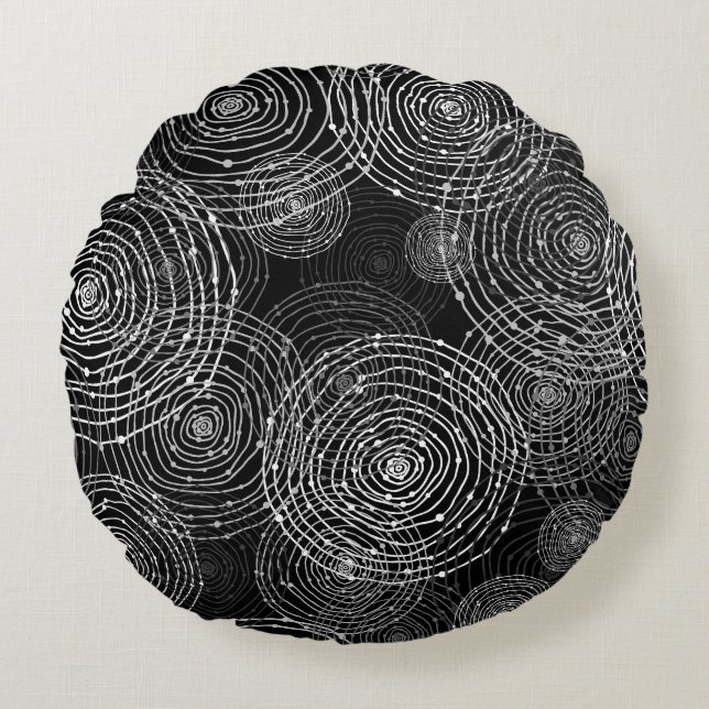 Black White: Round Shapes Seamless. Rund Kudde (Framsidan)