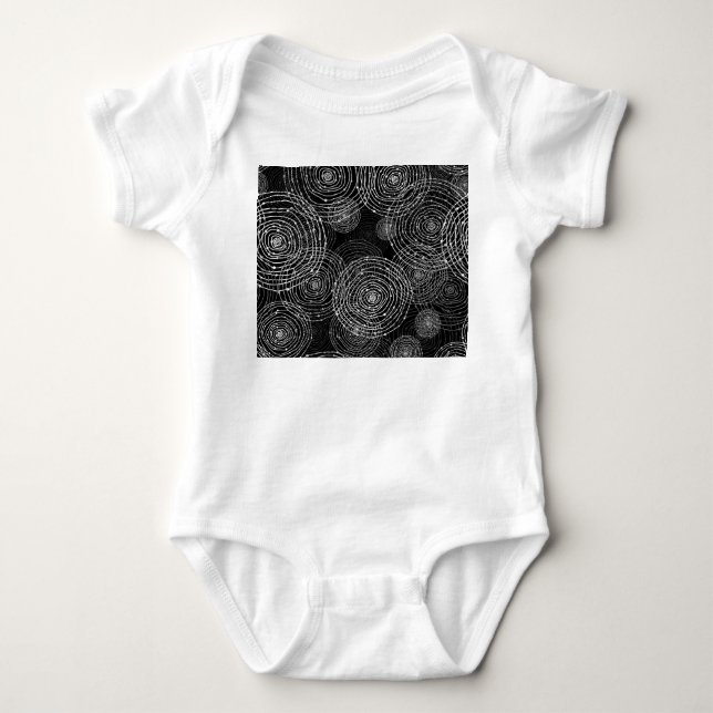 Black White: Round Shapes Seamless. T Shirt (Framsida)