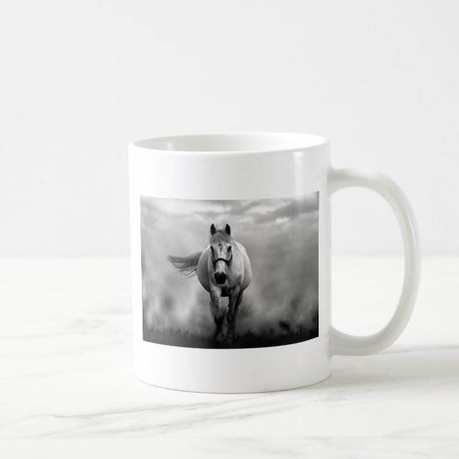 Black White Running Horse Freedom Kaffemugg (Höger)