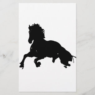 Black White Running Horse Silhouette Brevpapper