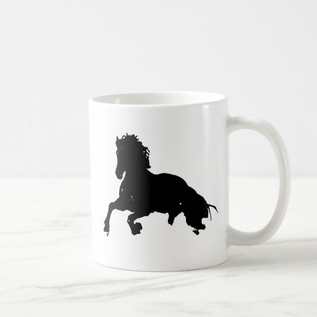 Black White Running Horse Silhouette Kaffemugg (Höger)