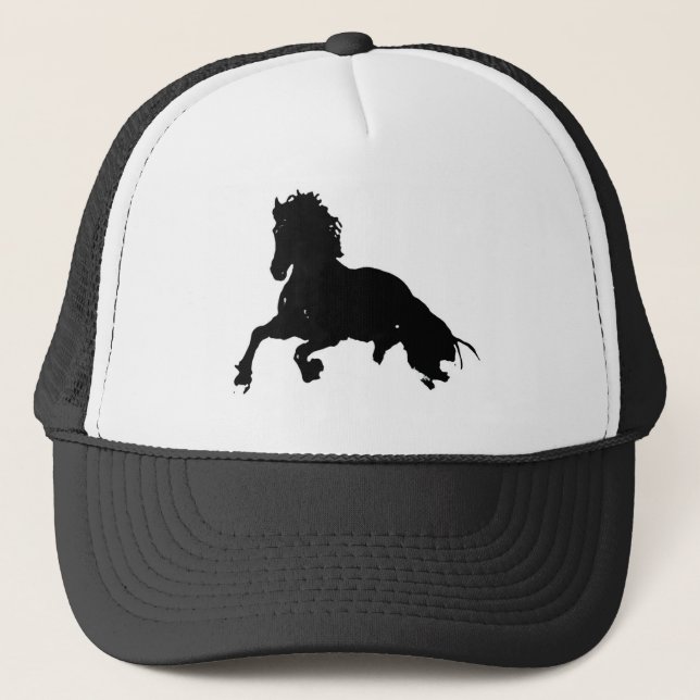 Black White Running Horse Silhouette Keps (Framsida)