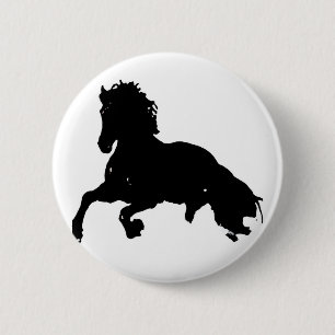Black White Running Horse Silhouette Knapp