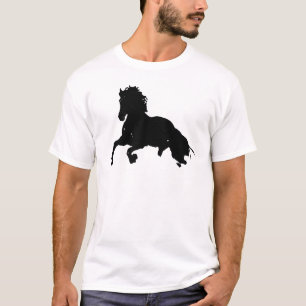 Black White Running Horse Silhouette T Shirt