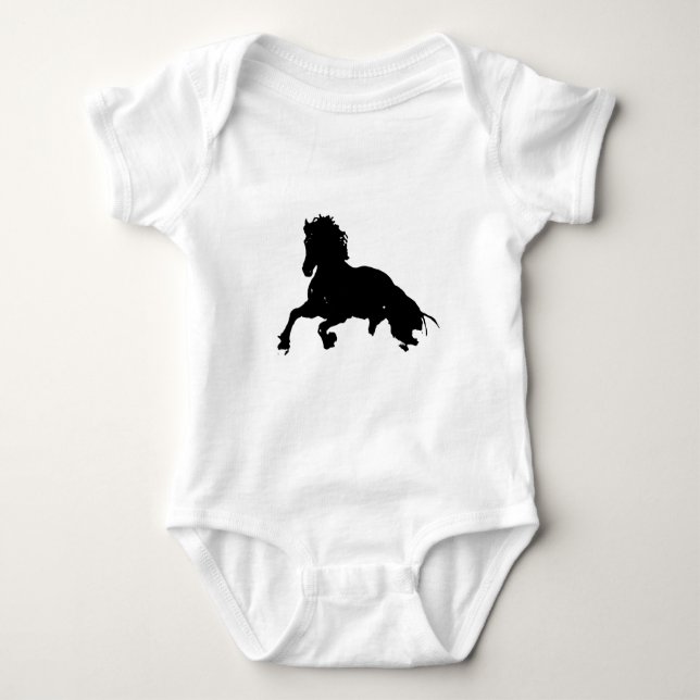 Black White Running Horse Silhouette T-shirt (Framsida)