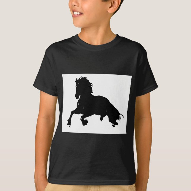 Black White Running Horse Silhouette Tee (Framsida)