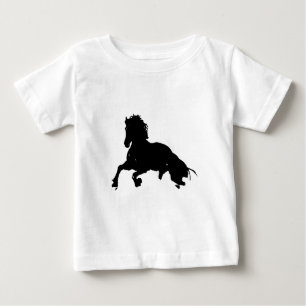 Black White Running Horse Silhouette Tee Shirt