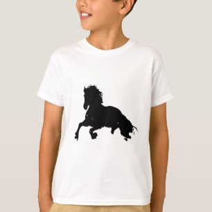 Black White Running Horse Silhouette Tee Shirt