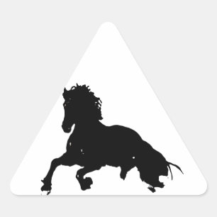Black White Running Horse Silhouette Triangelformat Klistermärke