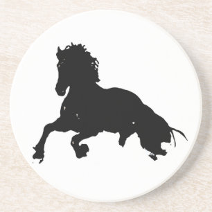 Black White Running Horse Silhouette Underlägg