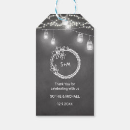 Black White Rustic Bröllop Mason Burk Presentetikett