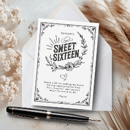 Black & White Rustic Cowgirl Sweet sixteen Tack Kort