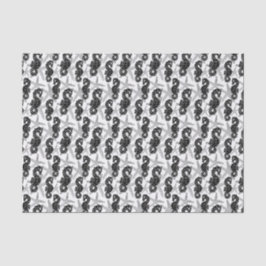 Black White Rustic Starfish and Seahorse Tissue