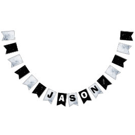 Black White Rymden Astronaut Birthday Banner Vimplar