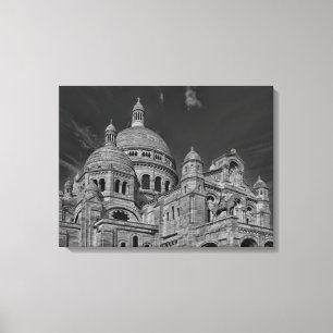 Black White Sacre Coeur Paris Europe Travel Canvastryck
