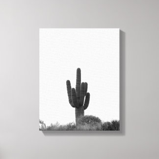 Black & White Saguaro Cactus ovanpå Backe 11 x 14 Canvastryck