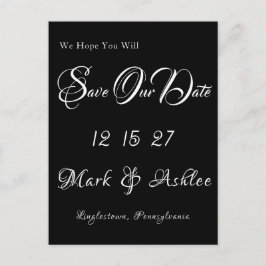 Black & White Save the Date Post Card Vykort