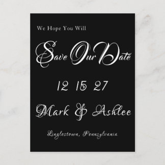Black & White Save the Date Post Card Vykort