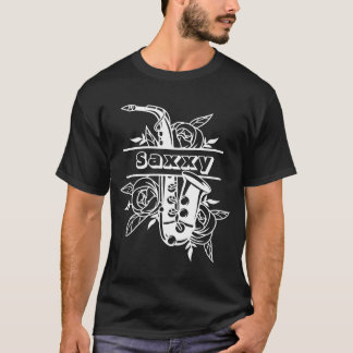 Black & White Saxxy Saxophone, Musician T-Shirt