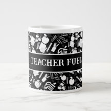 Black White School Supplies Mönster TeacherStudent