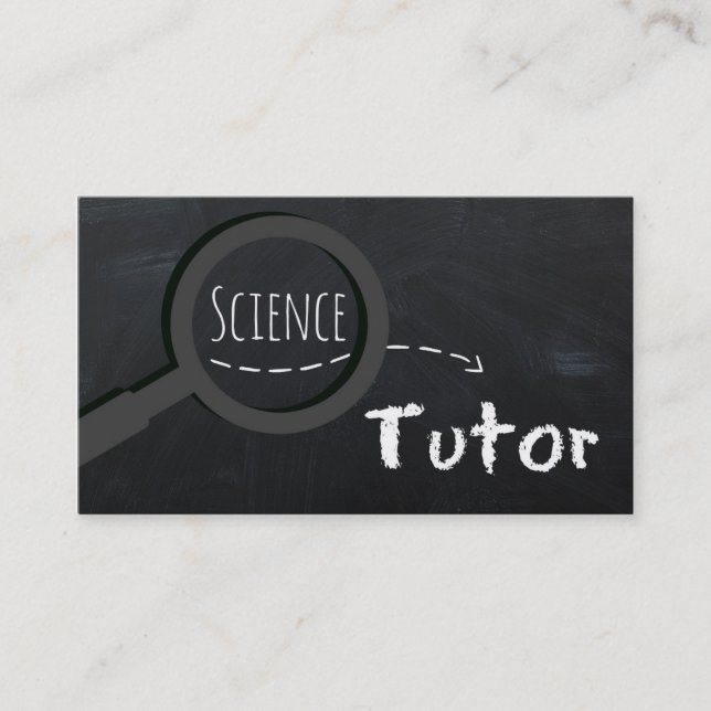 Black White Science Tutor Chalkboard Visitkort (Framsida)
