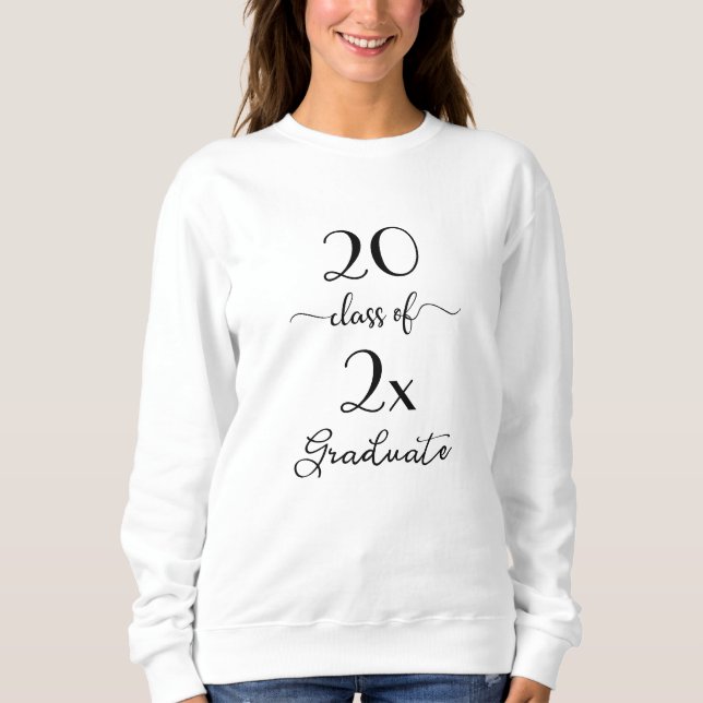 Black White Script Class of Year Student T Shirt (Framsida)