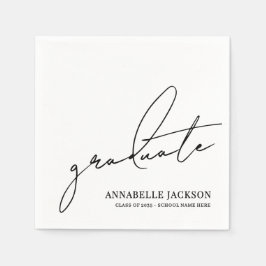 Black White Script Graduation Pappersservett