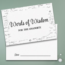 Black White Script Student Ord of Wisdom Advice Tilläggskort