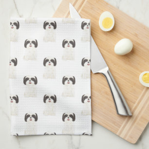 Black & White Shih Tzu Kökshandduk