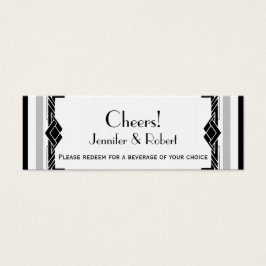 Black White Silver Art Deco Bröllop Drink Biljett